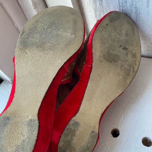 50s/60s Vintage red and gold “Nite Aires” slippers size 6 sku 4013 - Picture 6 of 6
